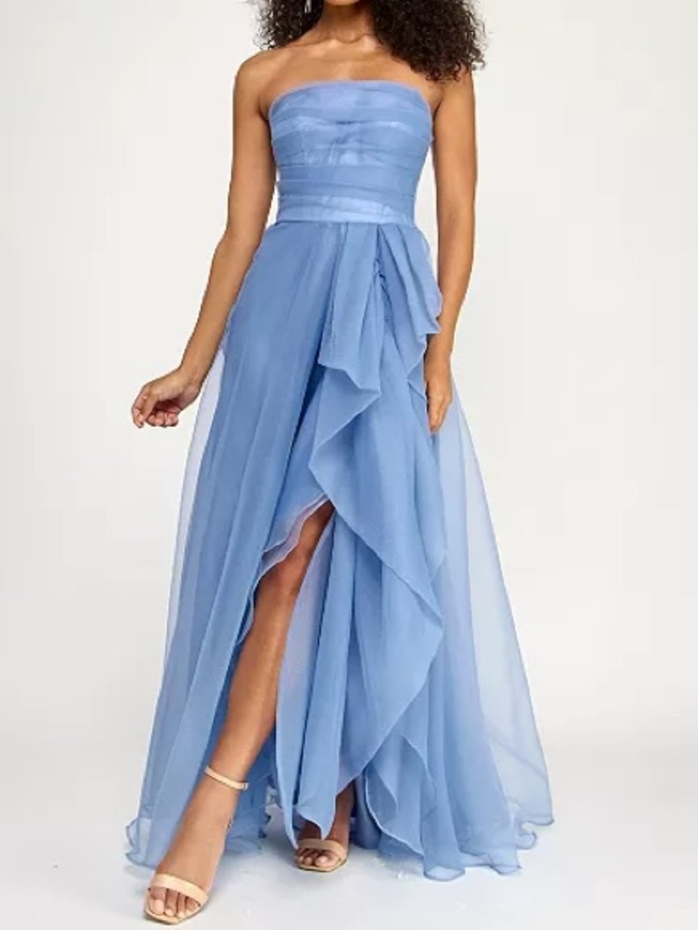 B Darlin Juniors Asymmetric Drape Strapless Ball Gown